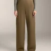 High Rise Neoprene-Effect Straight-Leg Trousers High Rise Neoprene-Effect Straight-Leg Trousers