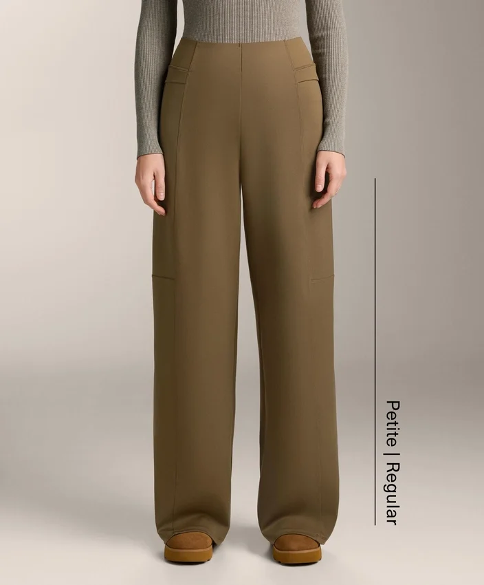 High Rise Neoprene-Effect Straight-Leg Trousers High Rise Neoprene-Effect Straight-Leg Trousers