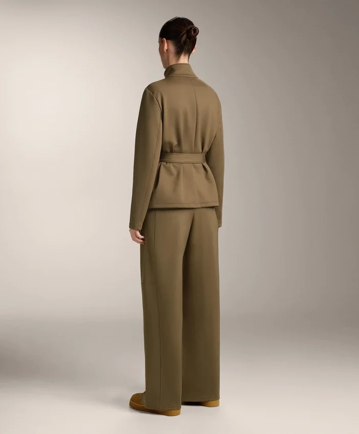 High Rise Neoprene-Effect Straight-Leg Trousers High Rise Neoprene-Effect Straight-Leg Trousers