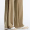 High Rise Neoprene-Effect Straight-Leg Trousers with Piping High Rise Neoprene-Effect Straight-Leg Trousers with Piping