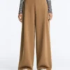 High Rise Twill Wide-Leg Trousers with Pleats High Rise Twill Wide-Leg Trousers with Pleats