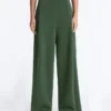 High Rise Twill Wide-Leg Trousers with Pleats High Rise Twill Wide-Leg Trousers with Pleats