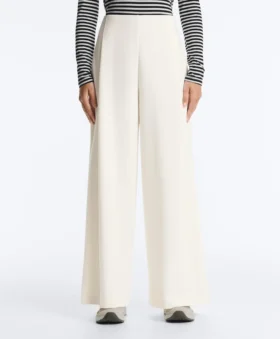 High Rise Twill Wide-Leg Trousers with Pleats