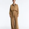 High Rise Twill Wide-Leg Trousers with Pleats High Rise Twill Wide-Leg Trousers with Pleats