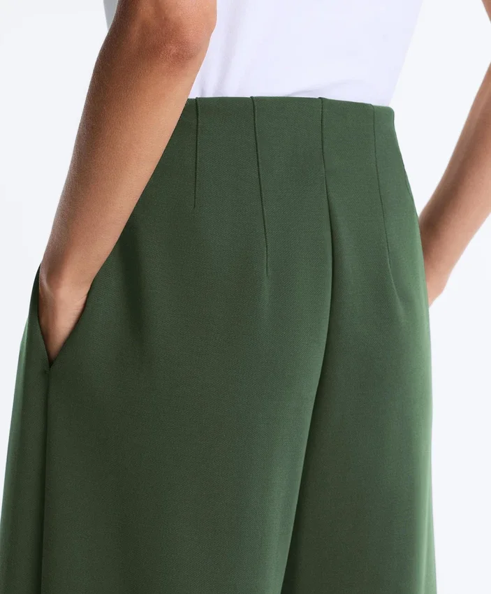 High Rise Twill Wide-Leg Trousers with Pleats High Rise Twill Wide-Leg Trousers with Pleats