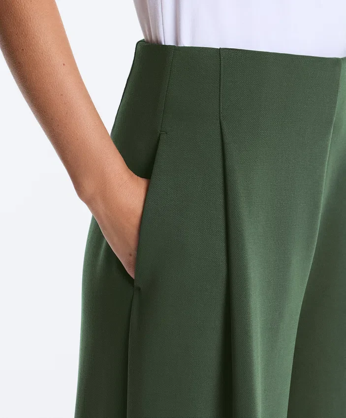 High Rise Twill Wide-Leg Trousers with Pleats High Rise Twill Wide-Leg Trousers with Pleats