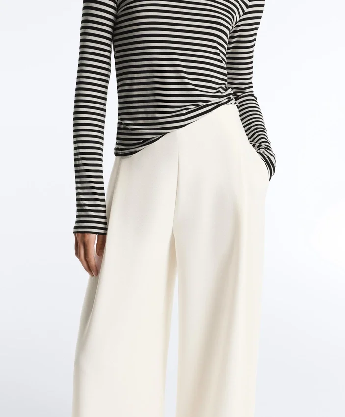 High Rise Twill Wide-Leg Trousers with Pleats High Rise Twill Wide-Leg Trousers with Pleats