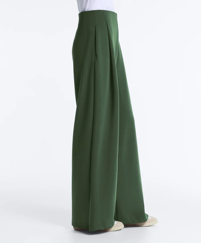 High Rise Twill Wide-Leg Trousers with Pleats High Rise Twill Wide-Leg Trousers with Pleats