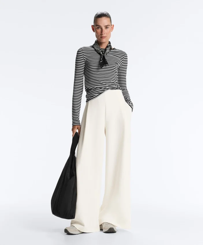 High Rise Twill Wide-Leg Trousers with Pleats High Rise Twill Wide-Leg Trousers with Pleats