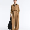 High Rise Twill Wide-Leg Trousers with Pleats High Rise Twill Wide-Leg Trousers with Pleats