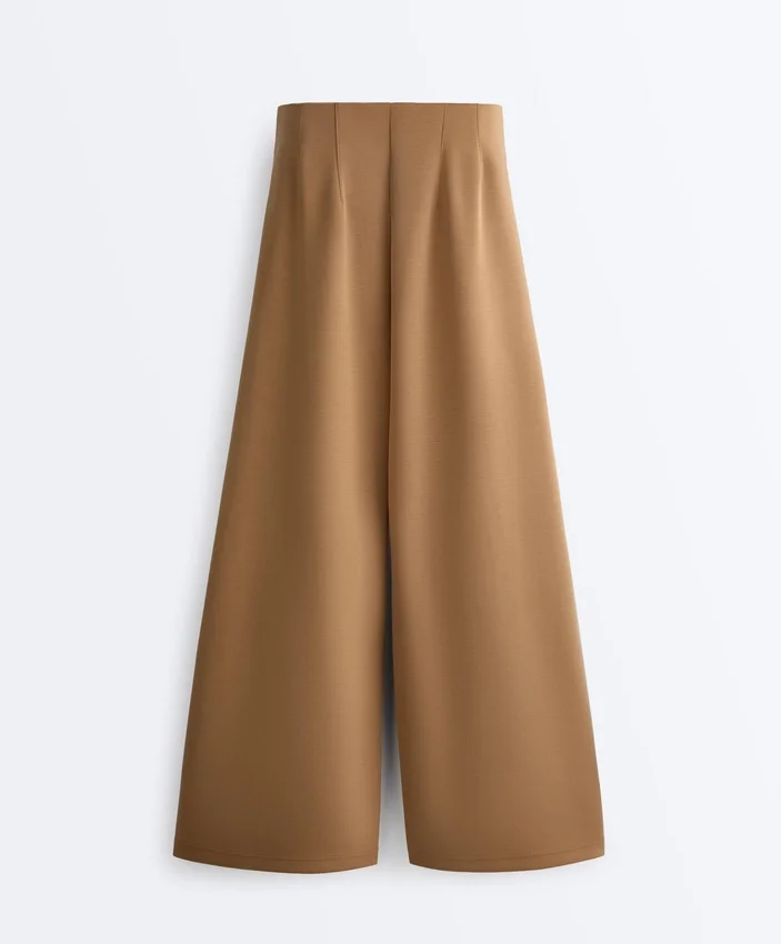 High Rise Twill Wide-Leg Trousers with Pleats High Rise Twill Wide-Leg Trousers with Pleats