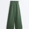 High Rise Twill Wide-Leg Trousers with Pleats High Rise Twill Wide-Leg Trousers with Pleats