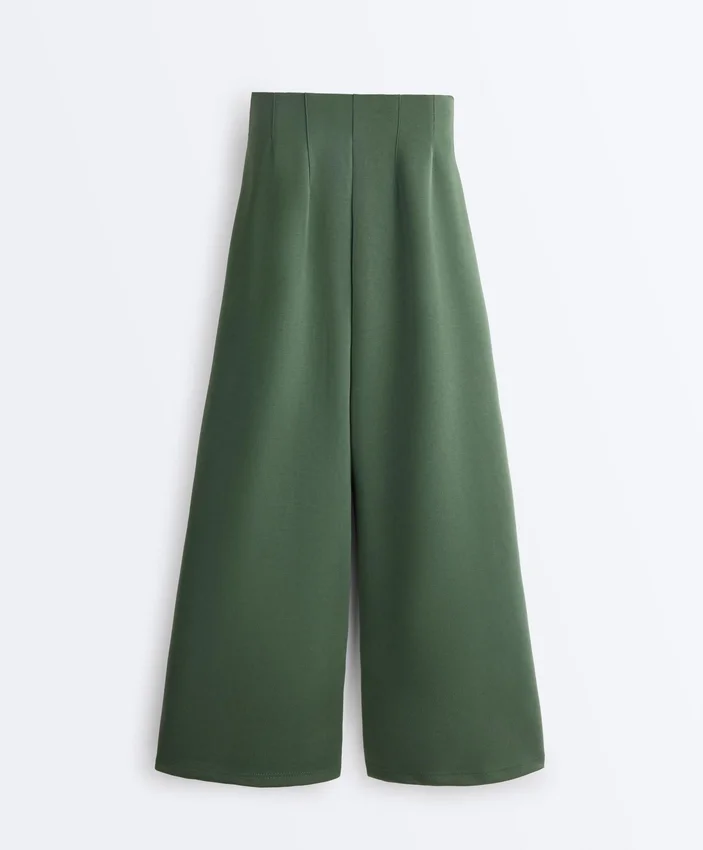 High Rise Twill Wide-Leg Trousers with Pleats High Rise Twill Wide-Leg Trousers with Pleats