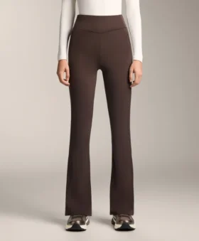 High Rise Warm Flare Trousers with Pockets