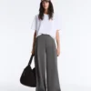 High Rise Wide-Leg Piqué Cotton Trousers High Rise Wide-Leg Piqué Cotton Trousers