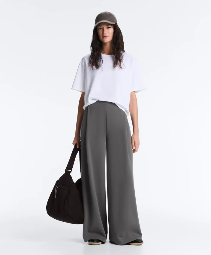 High Rise Wide-Leg Piqué Cotton Trousers High Rise Wide-Leg Piqué Cotton Trousers