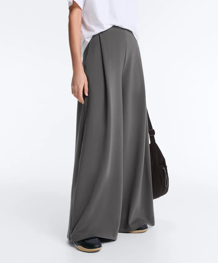 High Rise Wide-Leg Piqué Cotton Trousers High Rise Wide-Leg Piqué Cotton Trousers
