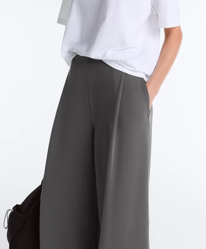 High Rise Wide-Leg Piqué Cotton Trousers High Rise Wide-Leg Piqué Cotton Trousers