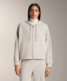 Hooded Jacket with Rib Details with Brushed Modal