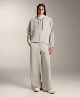 Hooded Jacket with Rib Details with Brushed Modal