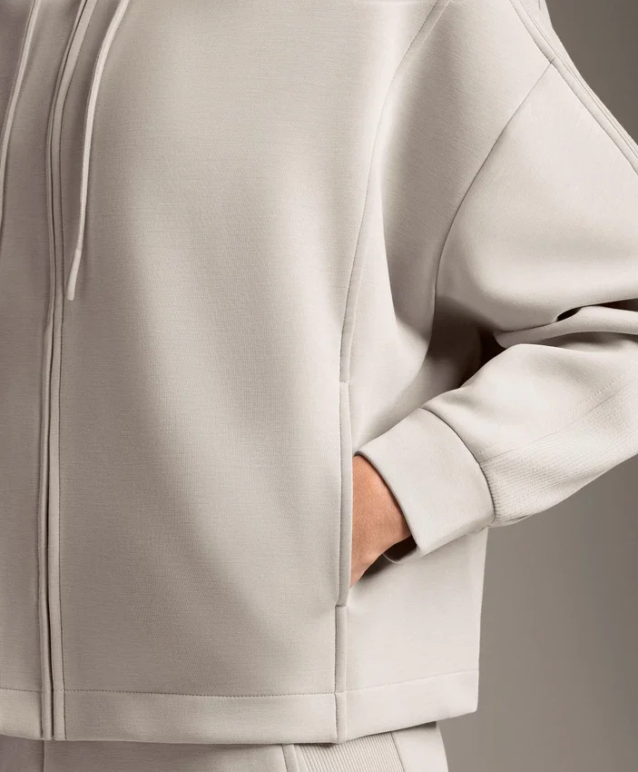 Hooded Jacket with Rib Details with Brushed Modal Hooded Jacket with Rib Details with Brushed Modal