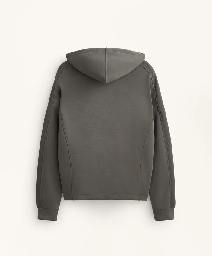 Hooded Jacket with Rib Details with Brushed Modal Hooded Jacket with Rib Details with Brushed Modal