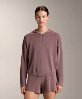 Hooded Rib-Knit Jacket