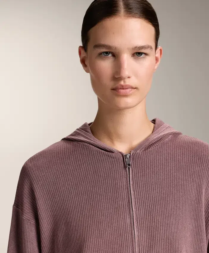 Hooded Rib-Knit Jacket Hooded Rib-Knit Jacket