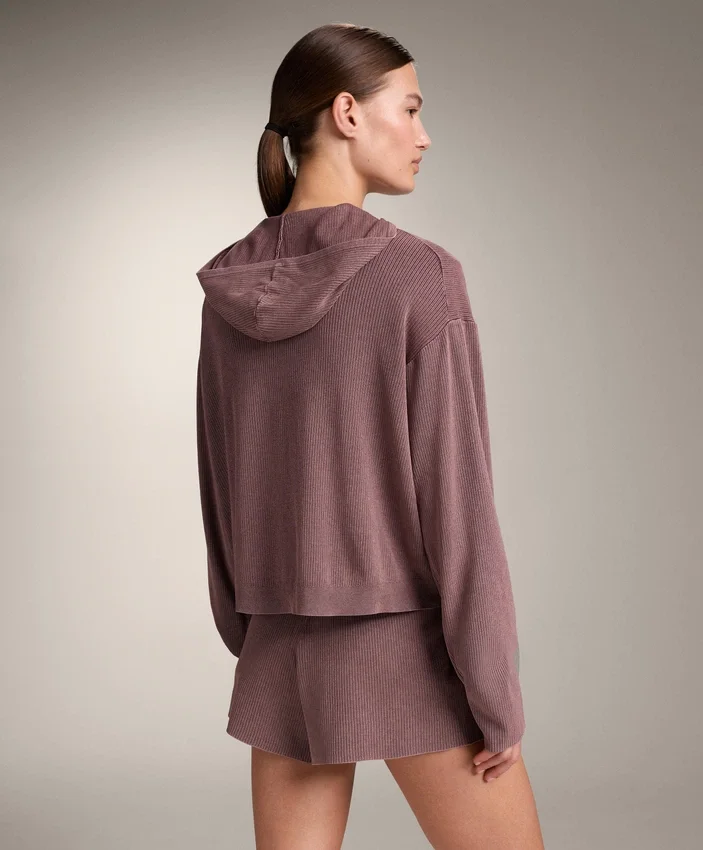 Hooded Rib-Knit Jacket Hooded Rib-Knit Jacket