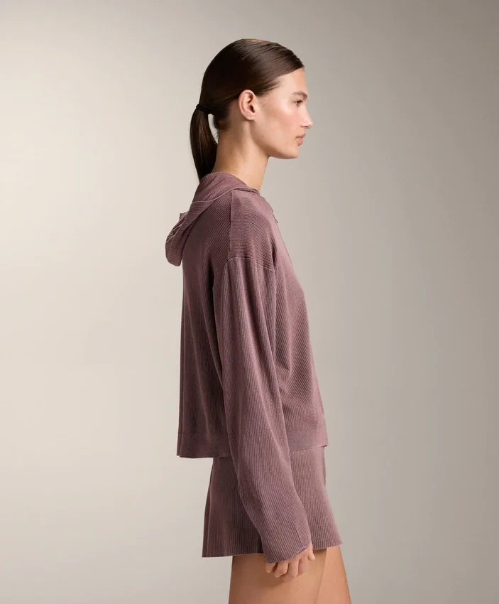 Hooded Rib-Knit Jacket Hooded Rib-Knit Jacket