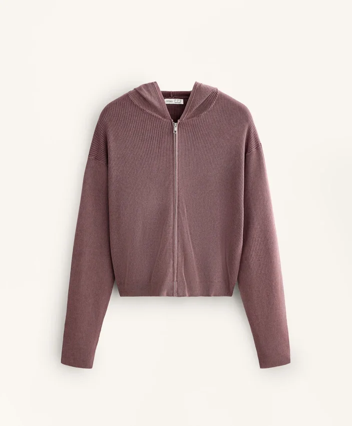 Hooded Rib-Knit Jacket Hooded Rib-Knit Jacket