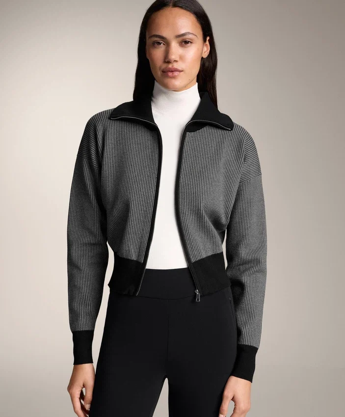 Houndstooth Print Knit Jacket Houndstooth Print Knit Jacket