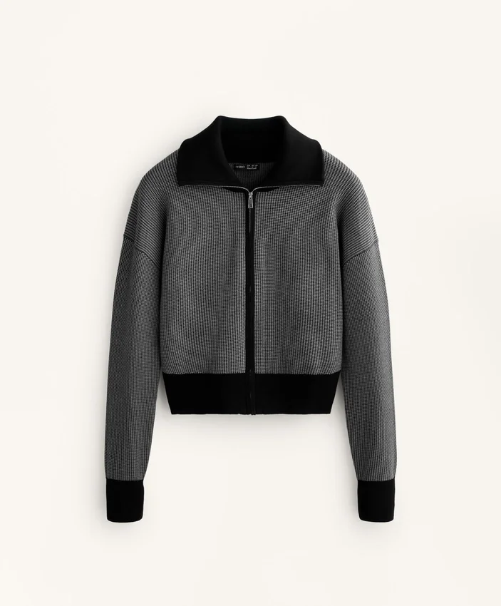 Houndstooth Print Knit Jacket Houndstooth Print Knit Jacket