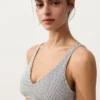 Jacquard Polka Dot Halter Bikini Top