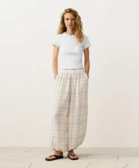 Linen and Lyocell Blend Bloomer Trousers