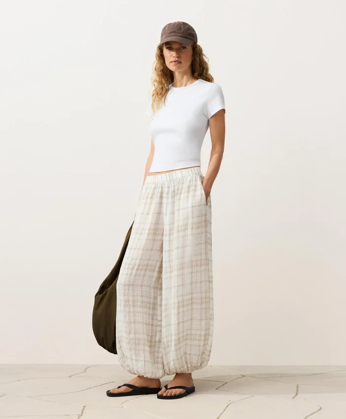 Linen and Lyocell Blend Bloomer Trousers Linen and Lyocell Blend Bloomer Trousers