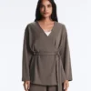 Long Asymmetric Stripe Jacket with Modal