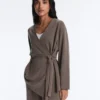 Long Asymmetric Stripe Jacket with Modal