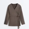 Long Asymmetric Stripe Jacket with Modal