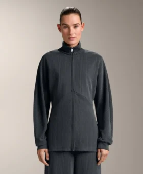 Long Asymmetrical Stripe Jacket with Modal