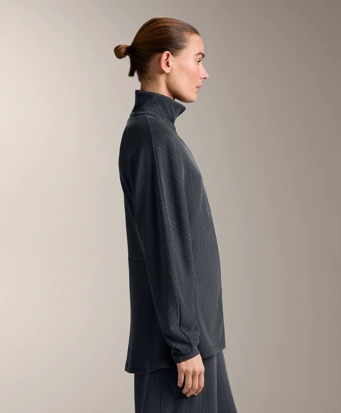 Long Asymmetrical Stripe Jacket with Modal Long Asymmetrical Stripe Jacket with Modal