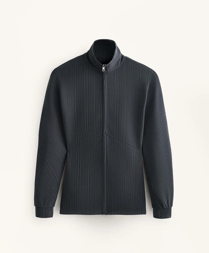 Long Asymmetrical Stripe Jacket with Modal Long Asymmetrical Stripe Jacket with Modal