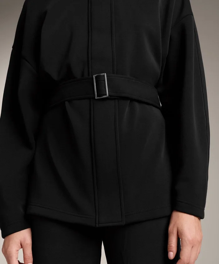 Long Belted Jacket with Brushed Modal Long Belted Jacket with Brushed Modal