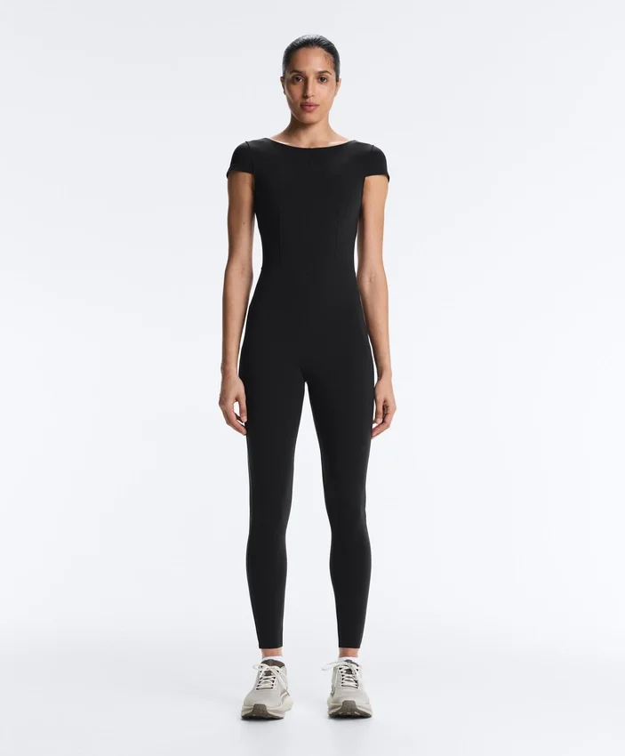 Long Compressive Short Sleeve Jumpsuit Long Compressive Short Sleeve Jumpsuit