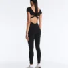 Long Compressive Short Sleeve Jumpsuit Long Compressive Short Sleeve Jumpsuit