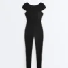 Long Compressive Short Sleeve Jumpsuit Long Compressive Short Sleeve Jumpsuit
