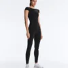 Long Compressive Short Sleeve Jumpsuit Long Compressive Short Sleeve Jumpsuit