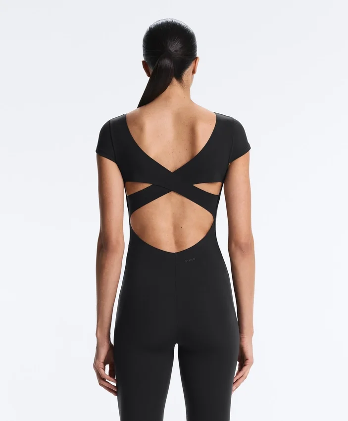 Long Compressive Short Sleeve Jumpsuit Long Compressive Short Sleeve Jumpsuit