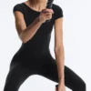 Long Compressive Short Sleeve Jumpsuit Long Compressive Short Sleeve Jumpsuit