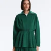 Long Cotton Piqué Belted Jacket Long Cotton Piqué Belted Jacket